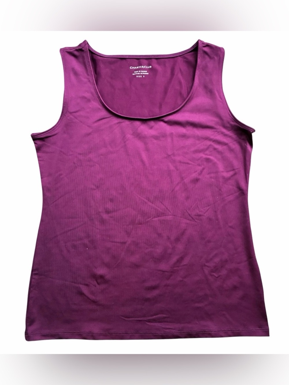 Deep Plum Scoop Neck Tank Top Shirt Charter Club Smooth Texture Women’s Size S